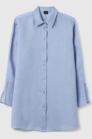 OVS Camicia Lunga Da Donna In Puro Lino Azzurra Over Fit