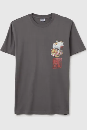 OVS OVS , T-shirt Da Uomo In Puro Cotone Grigia Regular Fit Con Stampa One Piece