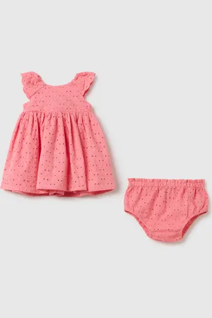 FAGOTTINO Vestitino Da Bambina In Puro Cotone Con Dettagli Traforati, Neonata