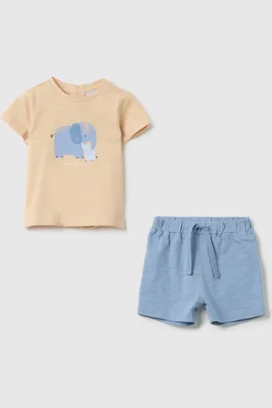 FAGOTTINO Set T-shirt Da Neonato In Puro Cotone Beige Con Stampa