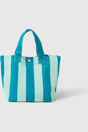 OVS OVS , Borsa Da Donna In Puro Cotone A Righe Azzurre E Blu