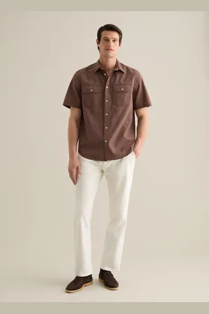 PIOMBO Camicia Da Uomo In Cotone E Lino Regular Fit