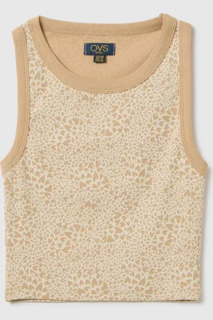 OVS Canotta Da Ragazza In Cotone Elasticizzato Con Fantasia Fitted, Bambina