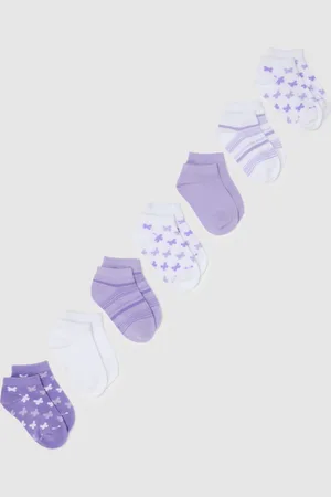 OVS Calzini Da Bambina In Misto Cotone Elasticizzati Bianchi E Viola