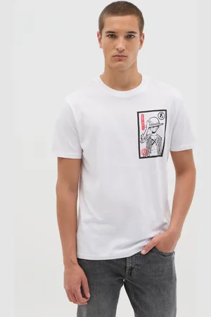 OVS OVS , T-shirt Da Uomo In Puro Cotone Bianca Regular Fit Con Stampa Nera