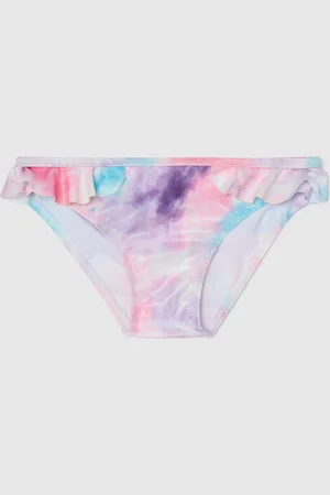 FAGOTTINO Slip Bikini Da Bambina In Tessuto Elasticizzato Con Volant