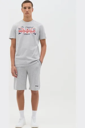 Lonsdale London Pantaloni Corti Da Uomo In Misto Cotone Grigi Con Cintura Elastica