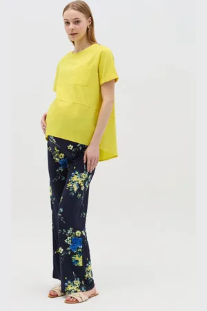 NICOL CARAMEL Pantalone Premaman Stampa Floreale, Donna