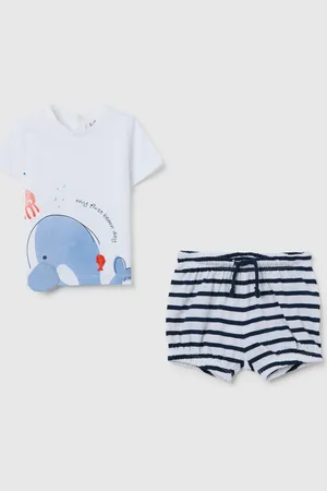 FAGOTTINO Completo Estivo Da Bambino In Puro Cotone Con Pantaloncini A Righe Regular Fit, Unisex