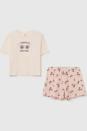 OVS Completo Da Ragazza In Puro Cotone Con Stampa Tropicale, Bambina