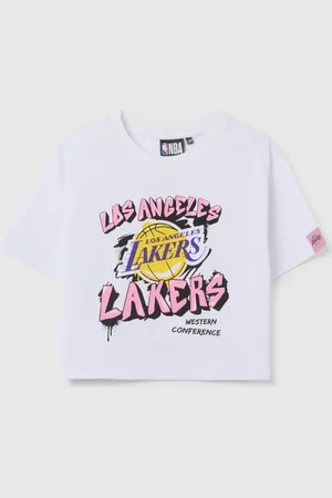 OVS T-shirt Da Ragazze In Puro Cotone Bianca Regular Fit Con Stampa Nba Los Angeles Lakers, Bambina