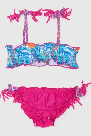 OVS Bikini Da Bambina In Misto Elasticizzato Con Balze E Fiocchi