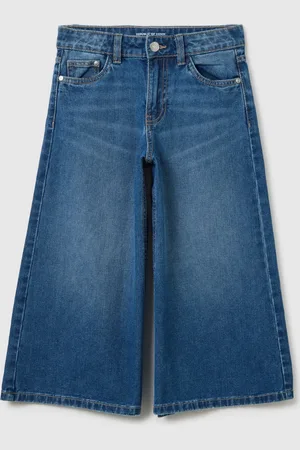 OVS Jeans Culotte Da Ragazze In Puro Cotone Blu Wide Leg Con Cinque Tasche, Bambina