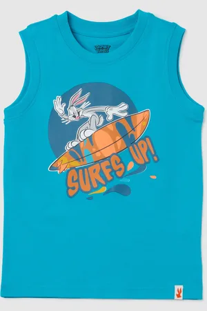 OVS Canottiera Da Bambino In Puro Cotone Azzurra Regular Fit Con Looney Tunes