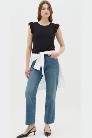 OVS OVS , Canotta Da Donna In Puro Cotone Nera Regular Fit Con Ruches