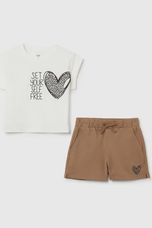OVS Set Jogging Da Ragazze In Puro Cotone E Marrone Regular Fit, Bambina