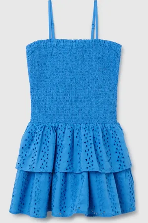 OVS Abito Da Ragazza In Puro Cotone Regular Fit Con Balze E Spalline Sottili, Bambina