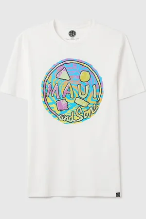 OVS OVS , T-shirt Da Uomo In Puro Cotone Bianca Con Logo Maui And Sons