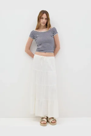 OVS T-shirt Da Donna In Cotone Elasticizzato A Righe Bianche E Blu