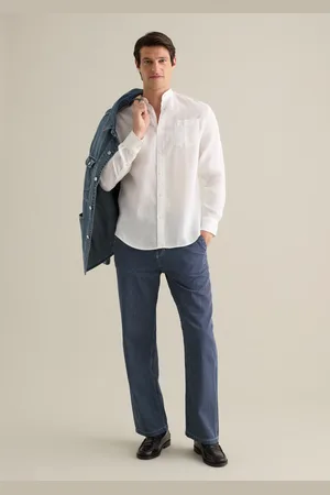 PIOMBO Camicia Da Uomo In Puro Lino Regular Fit