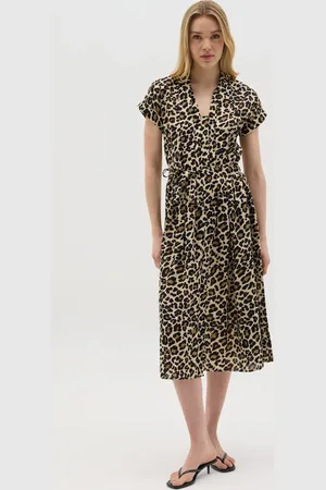 OVS OVS , Abito Da Donna In Puro Cotone Con Stampa Leopardata