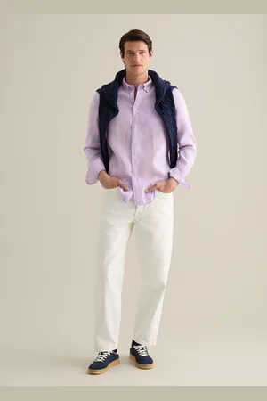PIOMBO Camicia Da Uomo In Puro Lino Regular Fit Con Colletto