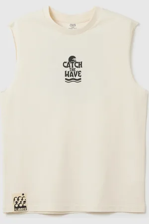 OVS Canotta Da Ragazzo In Puro Cotone Bianca Regular Fit Con Stampa, Bambino