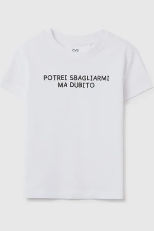 OVS T-shirt Da Ragazza In Puro Cotone Bianca Regular Fit Con Scritta, Bambina