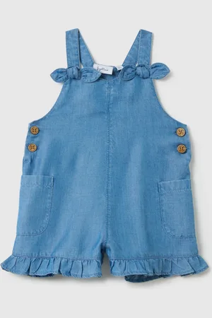 FAGOTTINO Salopette Da Neonata In Puro Lyocell Regular Fit Con Balze, Bambina