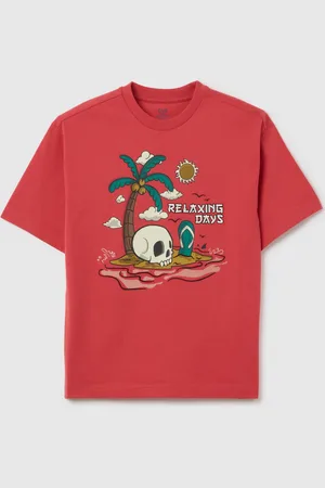 OVS T-shirt Da Ragazzo In Puro Cotone Rossa Regular Fit Con Stampa, Bambino