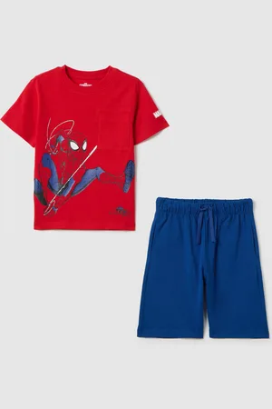 OVS Set Jogging Da Bambino In Puro Cotone Rosso E Blu Regular Fit