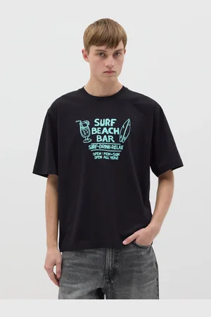 OVS T-shirt Da Uomo In Puro Cotone Boxy Fit Con Stampa Surf Beach Bar