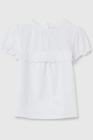 FAGOTTINO T-shirt Da Neonata Bianca Regular Fit Con Arricciature Sulle Maniche, Bambina