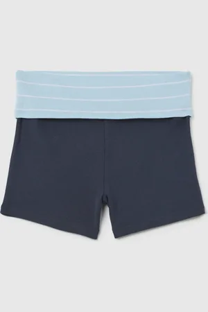 OVS Pantaloncini Da Donna In Puro Cotone Slim Fit Con Risvolto A Righe Azzurre