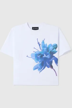 OVS T-shirt Da Donna In Puro Cotone Regular Fit Con Fiore Blu
