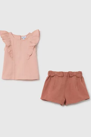 FAGOTTINO Set Estivo Da Neonata In Cotone E Lino Con Volant, Bambina