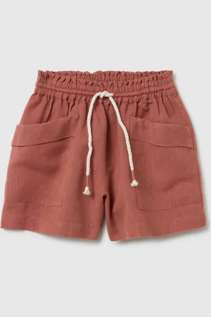 OVS Shorts Da Bambina In Cotone E Lino Marroni Regular Fit