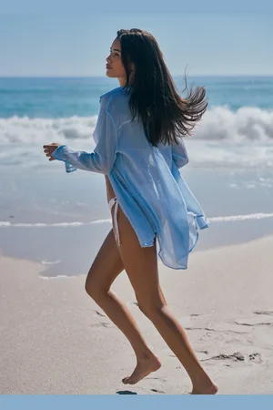 OVS OVS , Camicia Oversize Da Donna In Puro Cotone Azzurra