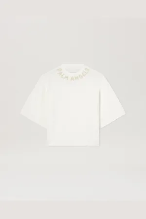 Palm Angels Block Logo Cropped T-shirt Donna