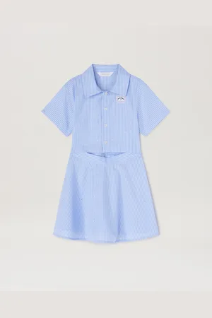 Palm Angels Rheinstone Striped Shirt Dress Kids