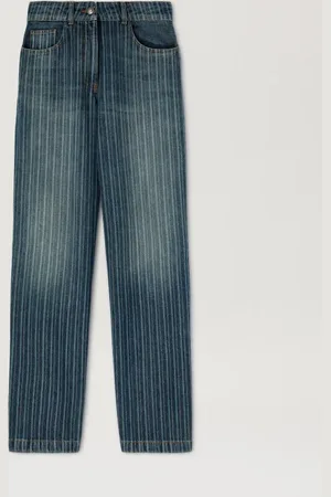 Palm Angels Laser Pinstriped Denim Pants Donna