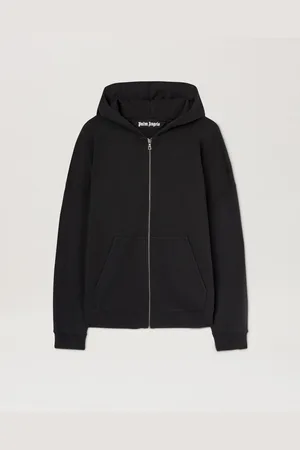 Palm Angels Curved Logo Zippered Hoodie Uomo