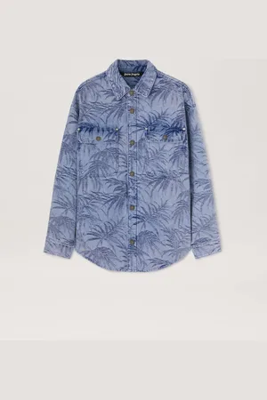 Palm Angels Palm Jacqured Denim Shirt Uomo