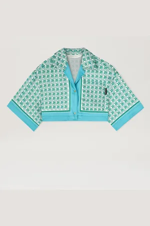 Palm Angels Pa Diamond Cropped Shirt Donna