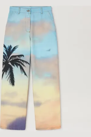 Palm Angels Sunrise Palm Baggy Denim Pants Donna