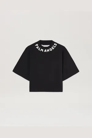 Palm Angels Block Logo Cropped T-shirt Donna