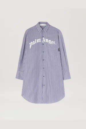 Palm Angels Curved Logo Striped Shirtdress Donna