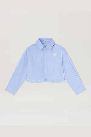 Palm Angels Rheinstone Striped Cropped Shirt Kids