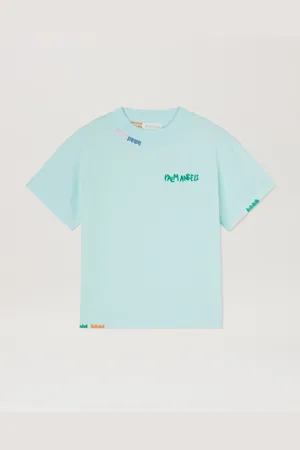 Palm Angels Multicolor Logo Embroidered T-shirt Kids
