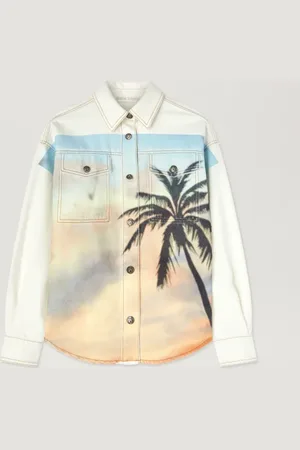 Palm Angels Sunrise Palm Denim Overshirt Donna